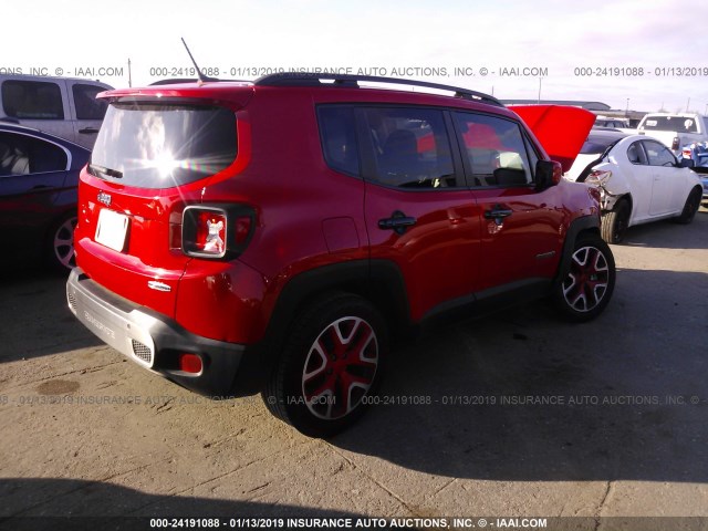 ZACCJABT5FPC37299 - 2015 JEEP RENEGADE LATITUDE RED photo 4