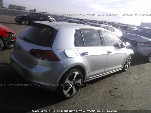 3VW5T7AU4FM015675 - 2015 VOLKSWAGEN GTI SILVER photo 4