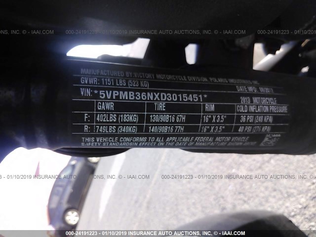 5VPMB36NXD3015451 - 2013 VICTORY MOTORCYCLES JUDGE BLACK photo 10