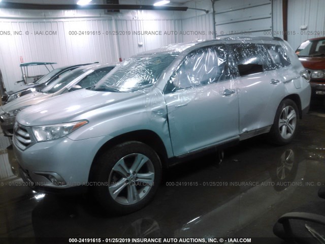 5TDYK3EH9CS064732 - 2012 TOYOTA HIGHLANDER LIMITED SILVER photo 2