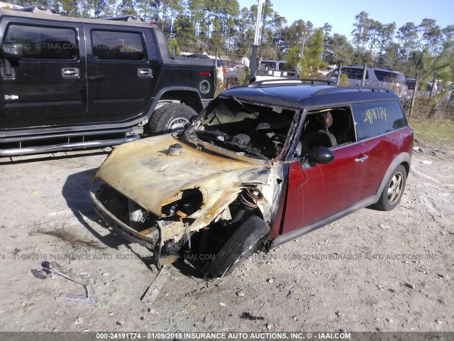 WMWML33509TX34857 - 2009 MINI COOPER CLUBMAN MAROON photo 2