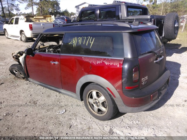 WMWML33509TX34857 - 2009 MINI COOPER CLUBMAN MAROON photo 3