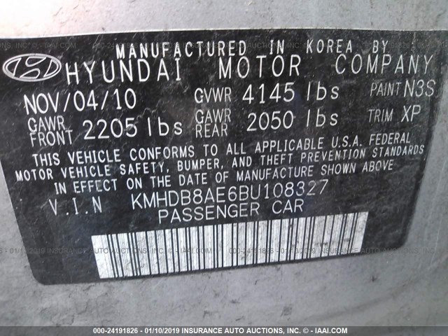 KMHDB8AE6BU108327 - 2011 HYUNDAI ELANTRA TOURING GLS SILVER photo 9