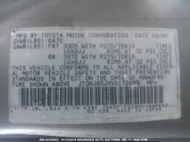 JT3HJ85JXV0172659 - 1997 TOYOTA LAND CRUISER HJ85 GREEN photo 9