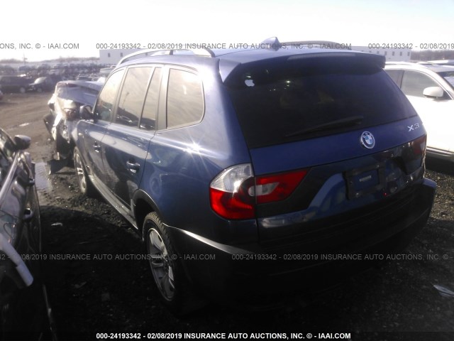 WBXPA93485WD23009 - 2005 BMW X3 3.0I BLUE photo 3