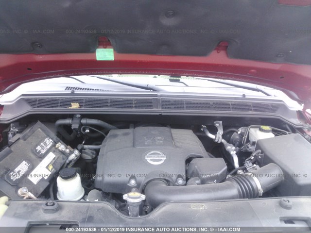 1N6BA0EC6CN329220 - 2012 NISSAN TITAN RED photo 10