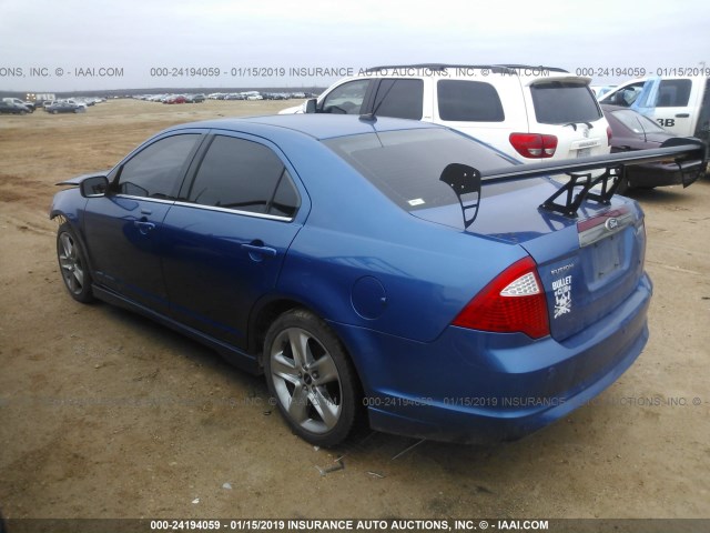 3FAHP0KC6BR127706 - 2011 FORD FUSION SPORT BLUE photo 3