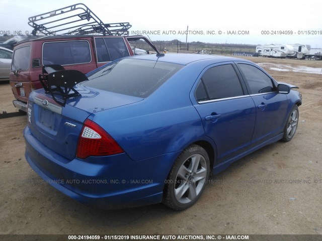 3FAHP0KC6BR127706 - 2011 FORD FUSION SPORT BLUE photo 4