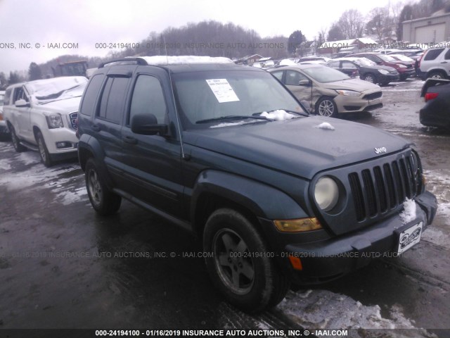 1J8GL38K75W645478 - 2005 JEEP LIBERTY RENEGADE GREEN photo 1