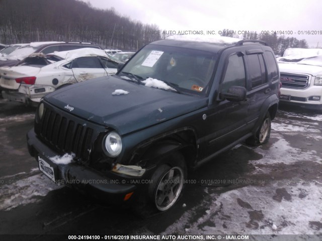 1J8GL38K75W645478 - 2005 JEEP LIBERTY RENEGADE GREEN photo 2