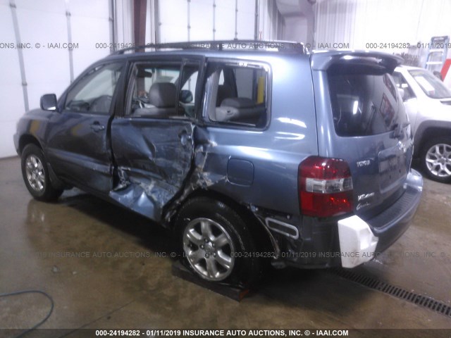 JTEEP21A460149228 - 2006 TOYOTA HIGHLANDER LIMITED BLUE photo 3