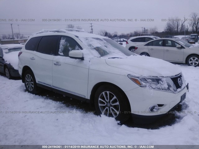 5N1AR2MM3DC677773 - 2013 NISSAN PATHFINDER S/SV/SL/PLATINUM WHITE photo 1