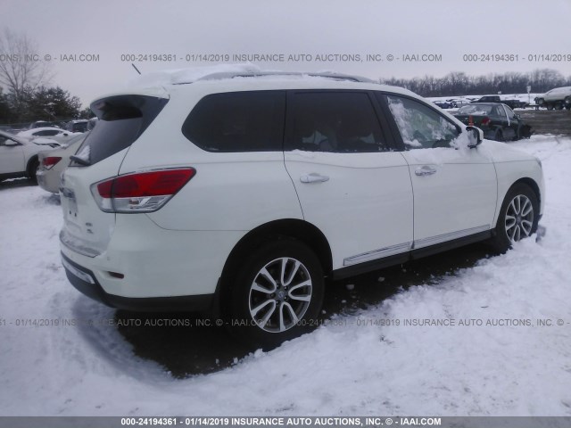 5N1AR2MM3DC677773 - 2013 NISSAN PATHFINDER S/SV/SL/PLATINUM WHITE photo 4