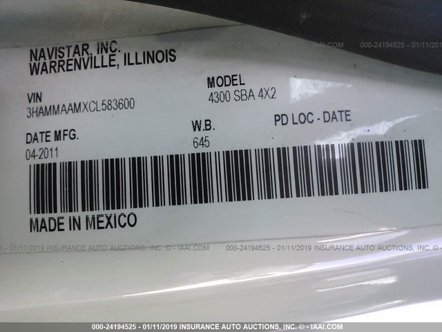 3HAMMAAMXCL583600 - 2012 INTERNATIONAL 4300 4300 Unknown photo 9