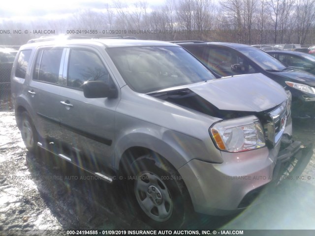 5FNYF4H27CB012859 - 2012 HONDA PILOT LX SILVER photo 1