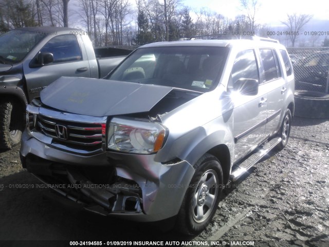 5FNYF4H27CB012859 - 2012 HONDA PILOT LX SILVER photo 2