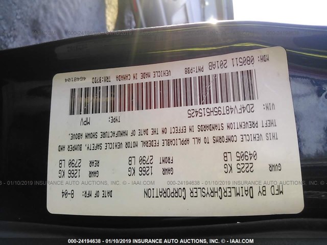 2D4FV48T95H515425 - 2005 DODGE MAGNUM SE BLUE photo 9