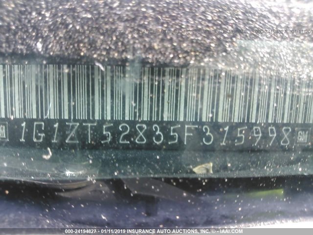 1G1ZT52835F315998 - 2005 CHEVROLET MALIBU LS ნაცრისფერი ფოტო 9