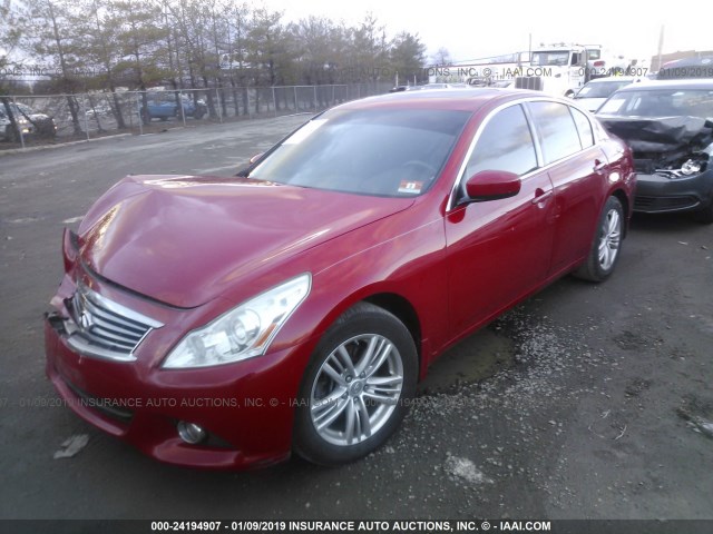 JN1CV6AR3DM352196 - 2013 INFINITI G37 RED photo 2