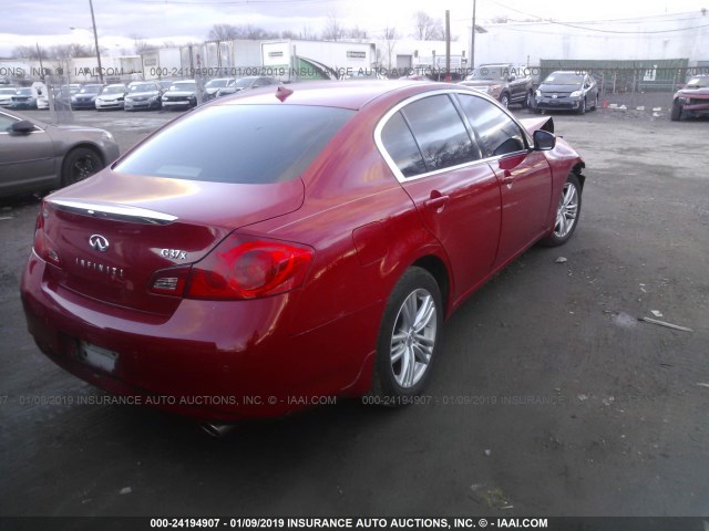 JN1CV6AR3DM352196 - 2013 INFINITI G37 RED photo 4