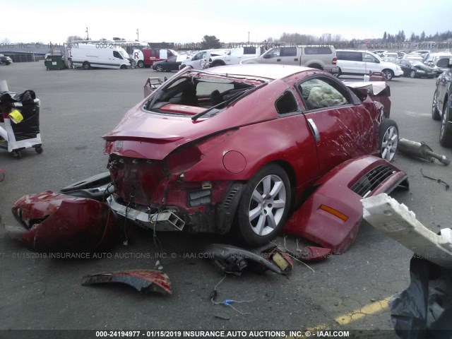 JN1AZ34D73T115239 - 2003 NISSAN 350Z COUPE RED photo 4