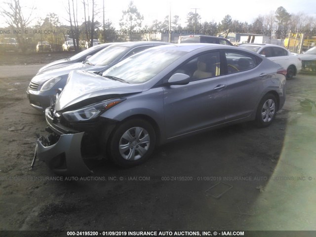 5NPDH4AE8GH751372 - 2016 HYUNDAI ELANTRA SE/SPORT/LIMITED GRAY photo 2