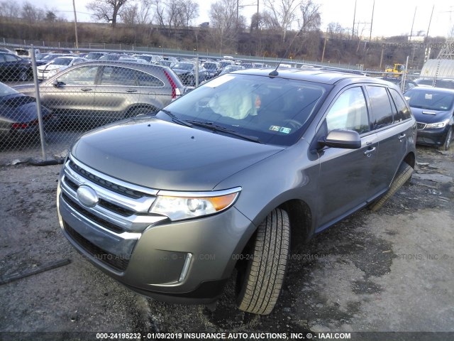 2FMDK3JC7DBE36141 - 2013 FORD EDGE SEL GRAY photo 2