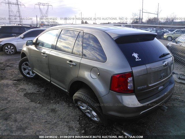 2FMDK3JC7DBE36141 - 2013 FORD EDGE SEL GRAY photo 3