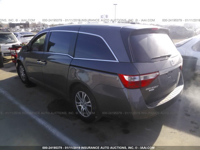 5FNRL5H62CB100451 - 2012 HONDA ODYSSEY EXL GRAY photo 3