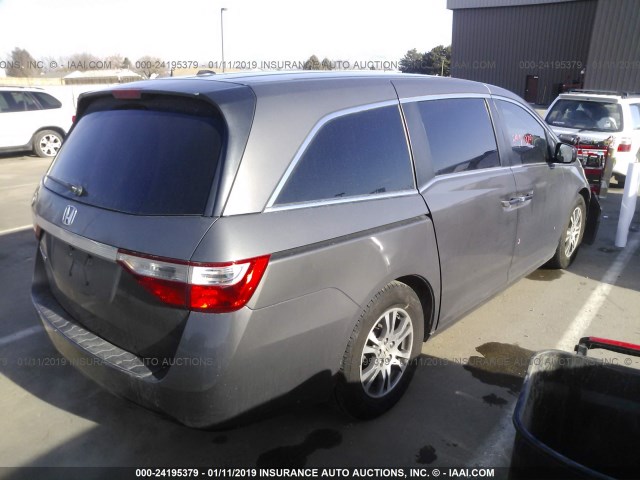 5FNRL5H62CB100451 - 2012 HONDA ODYSSEY EXL GRAY photo 4