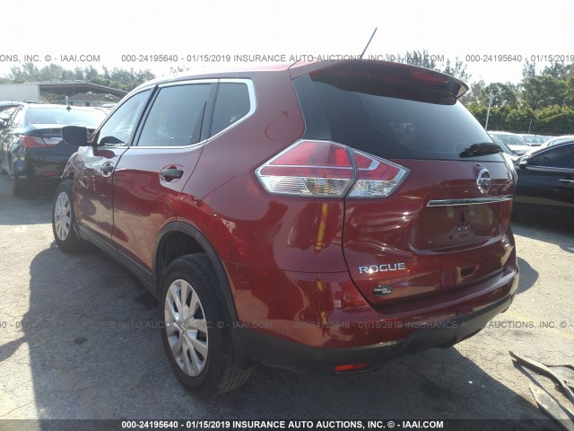 KNMAT2MT6GP623653 - 2016 NISSAN ROGUE S/SL/SV BURGUNDY photo 3