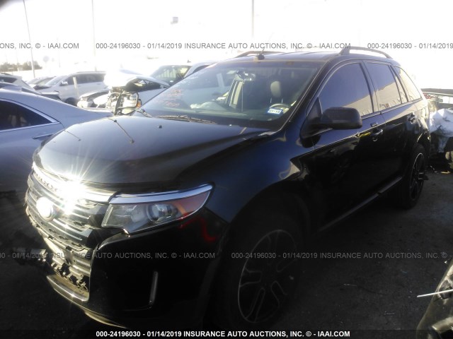 2FMDK3JC8DBC88730 - 2013 FORD EDGE SEL BLACK photo 2