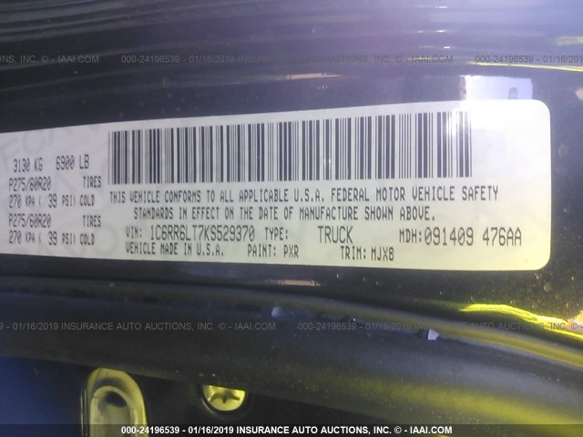 1C6RR6LT7KS529370 - 2019 RAM 1500 CLASSIC SLT Negro foto 9