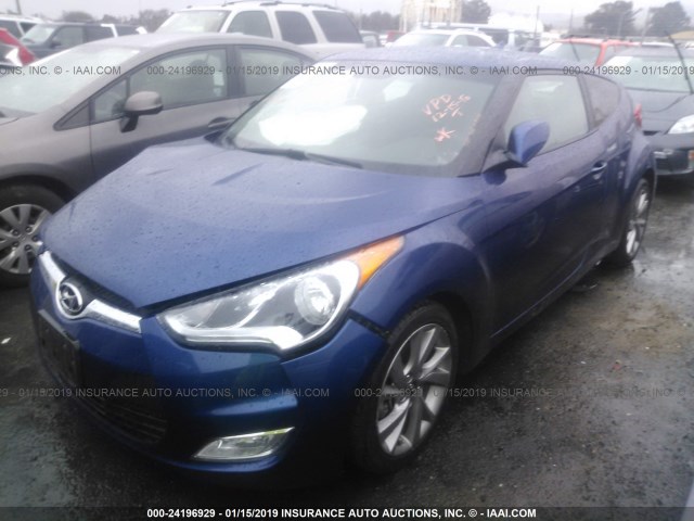 KMHTC6AD7HU309716 - 2017 HYUNDAI VELOSTER BLUE photo 2