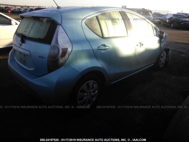 JTDKDTB31D1041887 - 2013 TOYOTA PRIUS C TEAL photo 4