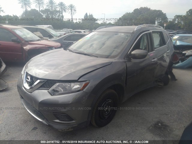 KNMAT2MTXFP528916 - 2015 NISSAN ROGUE S/SL/SV GRAY photo 2