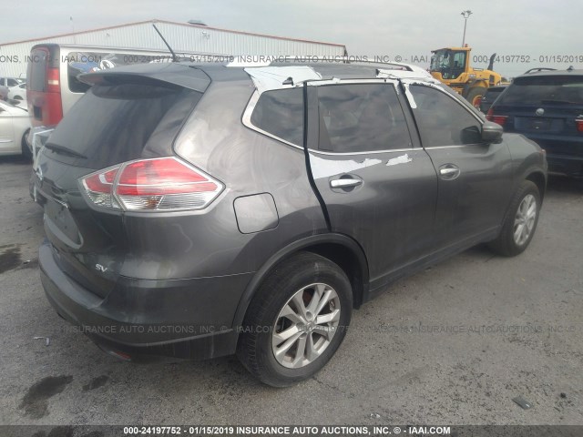 KNMAT2MTXFP528916 - 2015 NISSAN ROGUE S/SL/SV GRAY photo 4