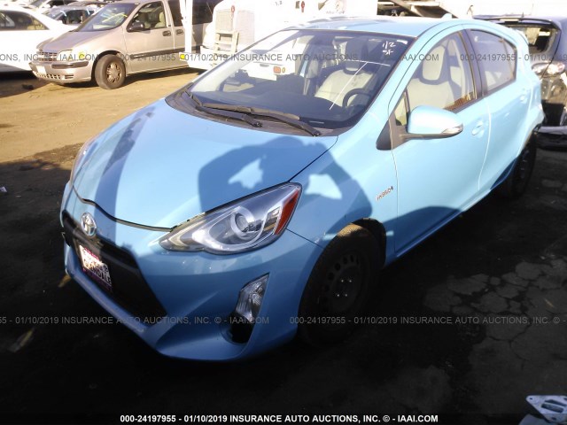 JTDKDTB30F1111527 - 2015 TOYOTA PRIUS C BLUE photo 2