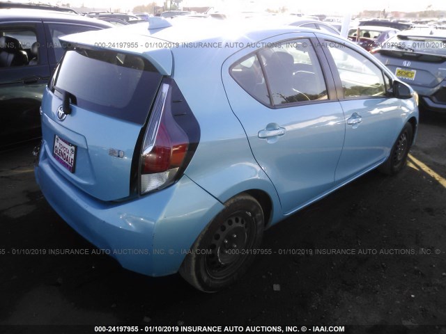 JTDKDTB30F1111527 - 2015 TOYOTA PRIUS C BLUE photo 4