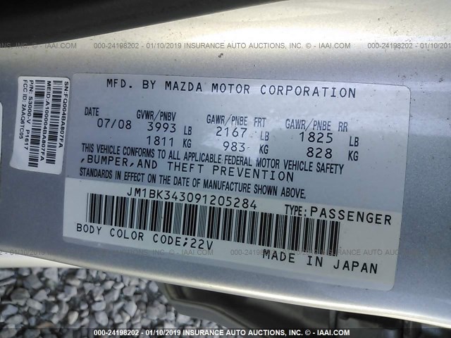 JM1BK343091205284 - 2009 MAZDA 3 S SILVER photo 9