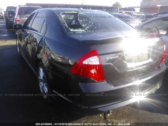 3FAHP0KC5CR397866 - 2012 FORD FUSION SPORT BLACK photo 3