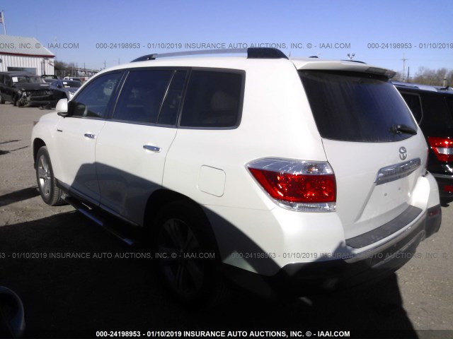 5TDYK3EH7BS039455 - 2011 TOYOTA HIGHLANDER LIMITED WHITE photo 3