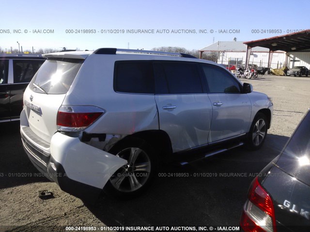 5TDYK3EH7BS039455 - 2011 TOYOTA HIGHLANDER LIMITED WHITE photo 4