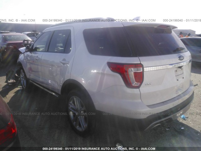 1FM5K7D89HGB39423 - 2017 FORD EXPLORER XLT WHITE photo 3