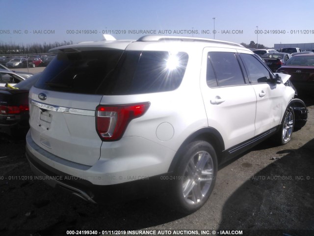 1FM5K7D89HGB39423 - 2017 FORD EXPLORER XLT WHITE photo 4