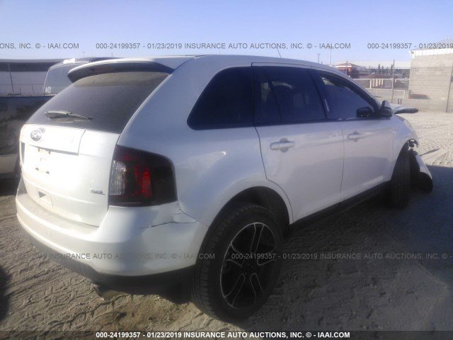 2FMDK3JC2DBA90239 - 2013 FORD EDGE SEL WHITE photo 4