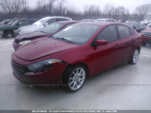 1C3CDFBHXDD648603 - 2013 DODGE DART SXT RED photo 2