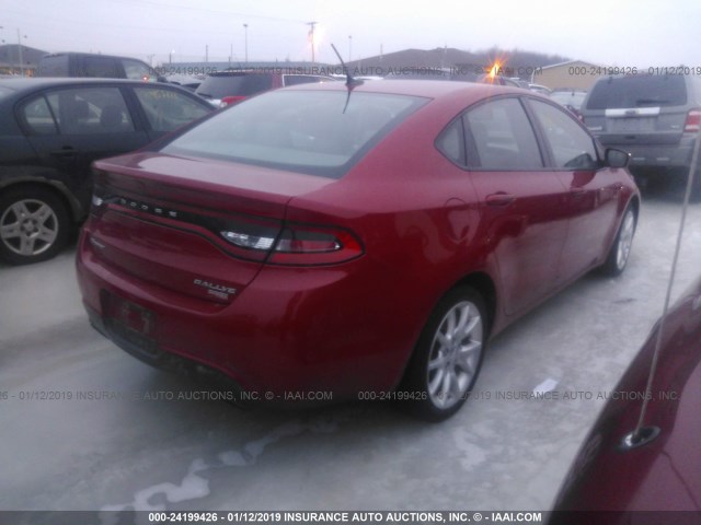 1C3CDFBHXDD648603 - 2013 DODGE DART SXT RED photo 4