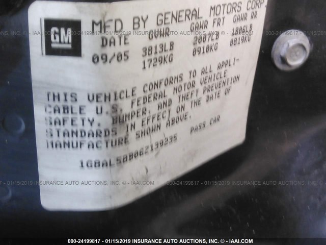 1G8AL58B06Z139235 - 2006 SATURN ION LEVEL 3 BLACK photo 9