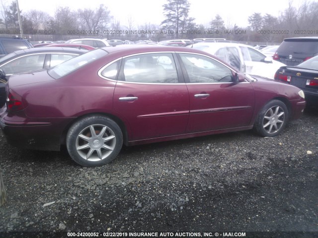 2G4WE567X51175831 - 2005 BUICK LACROSSE CXS BURGUNDY photo 4